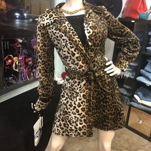 Vintage leopard mini coat black lining